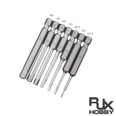 RJX 65mm 1.5 2.0 2.5 3.0 4.0 5.0 6.0mm Hex Key Allen Screwdriver Bits Magnetic 1/4 6.35mm Quick Change Impact Driver