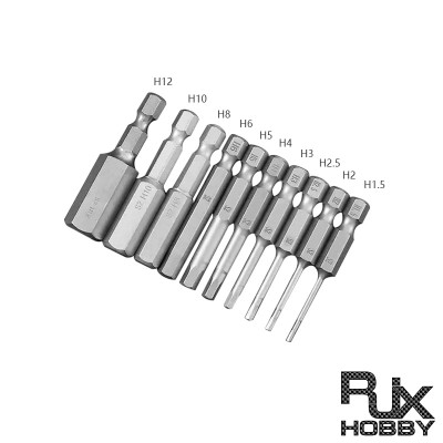RJX 50mm 1.5 2.0 2.5 3.0 4.0 5.0 6.0 8.0 10 12mm Hex Key Allen Screwdriver Bits Magnetic 1/4 6.35mm Quick Change Impact Driver