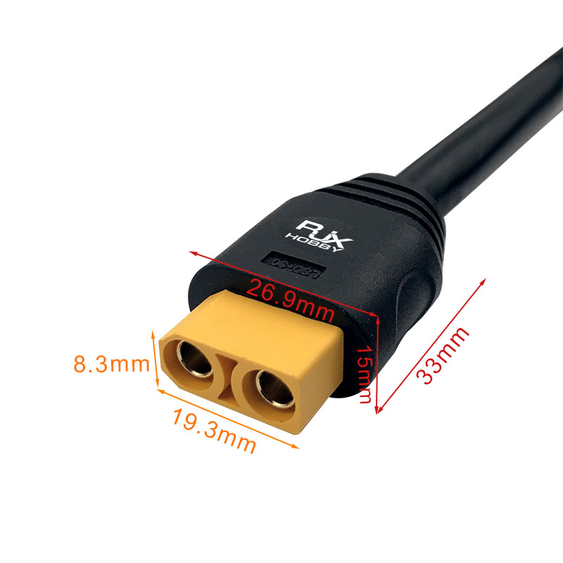 RJX 1pcs XT90H-F Female Plug 80cm Outdoor Power Brass Gold-plated Drone Connector Cable LSD-30
