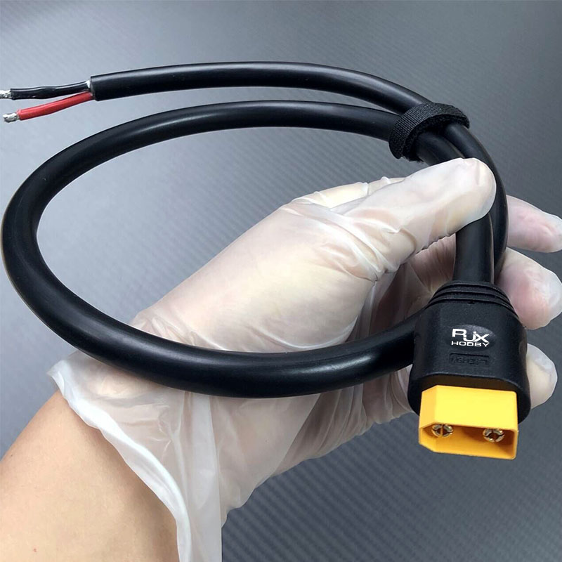 RJX 1pcs XT90H male Plug 80cm Outdoor Power Brass Gold-plated Drone Connector Cable LSD-50 with Plug Fixed Seat Mounting