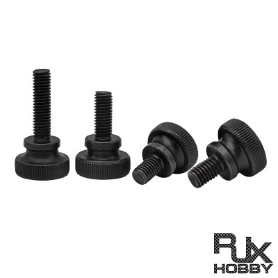 RJX 100pcs M5 M6 GB834 Black Steel Knurl High Step Head Hand Tighten Thumb Screw Curtain Wall Glass Lock Thumbscrew Adjust