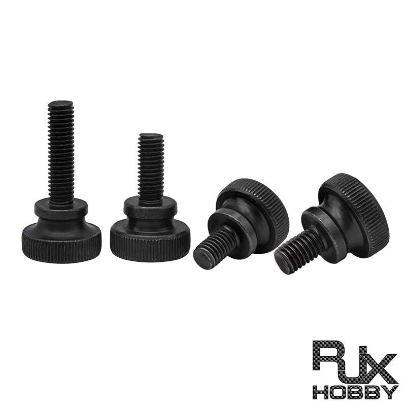 RJX 100pcs M3 M4 GB834 Black Steel Knurl High Step Head Hand Tighten Thumb Screw Curtain Wall Glass Lock Thumbscrew Adjust