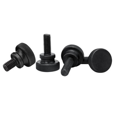 RJX 100pcs M3 M4 GB834 Black Steel Knurl High Step Head Hand Tighten Thumb Screw Curtain Wall Glass Lock Thumbscrew Adjust