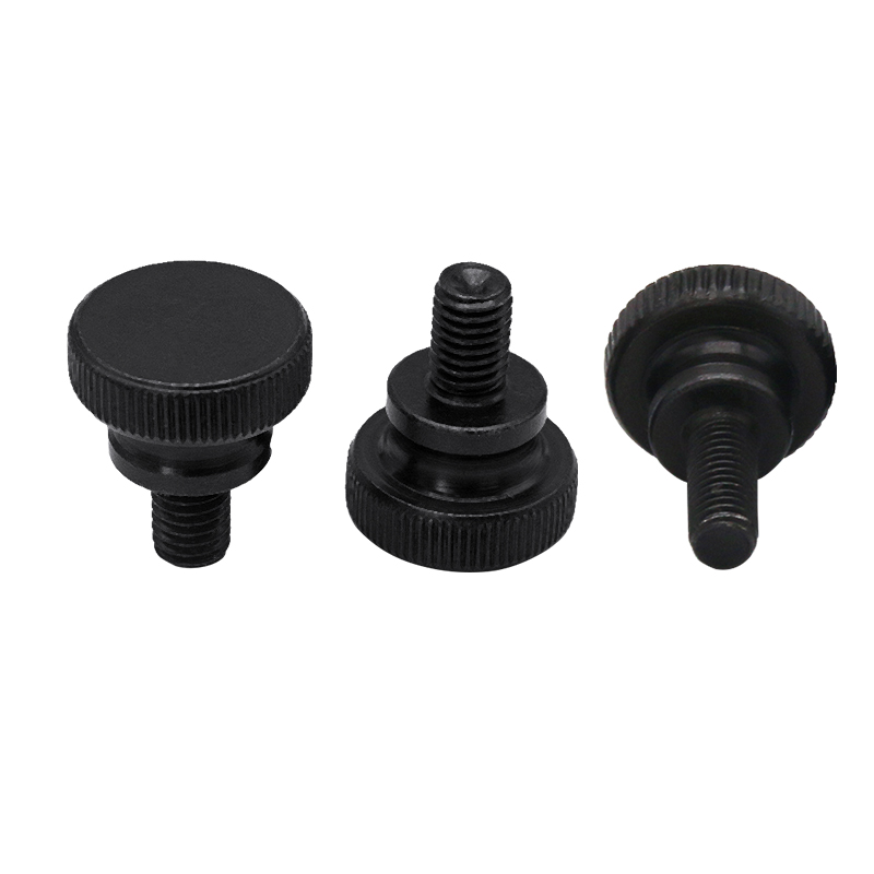 RJX 100pcs M3 M4 GB834 Black Steel Knurl High Step Head Hand Tighten Thumb Screw Curtain Wall Glass Lock Thumbscrew Adjust
