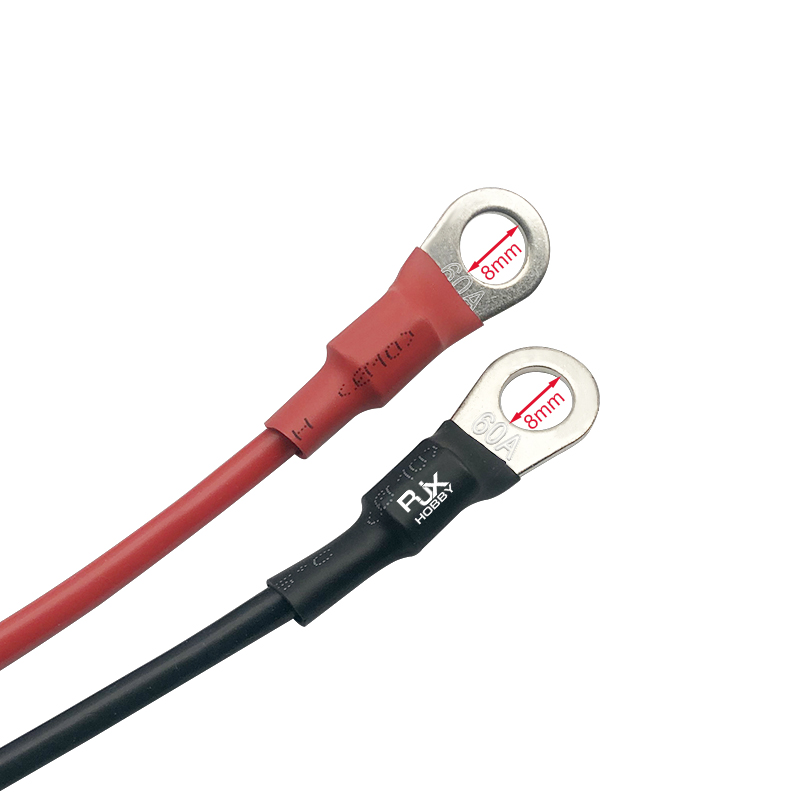 RJX 1pcs XT60H Female to 8mm O Ring Lugs 12AWG 20cm Cable for RC Lipo Battery FPV Racing Drone