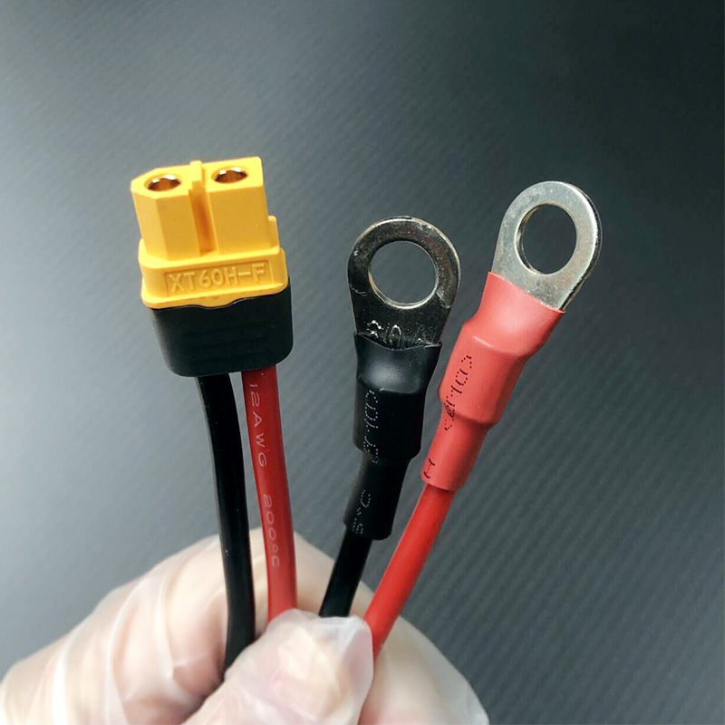 RJX 1pcs XT60H Female to 8mm O Ring Lugs 12AWG 20cm Cable for RC Lipo Battery FPV Racing Drone
