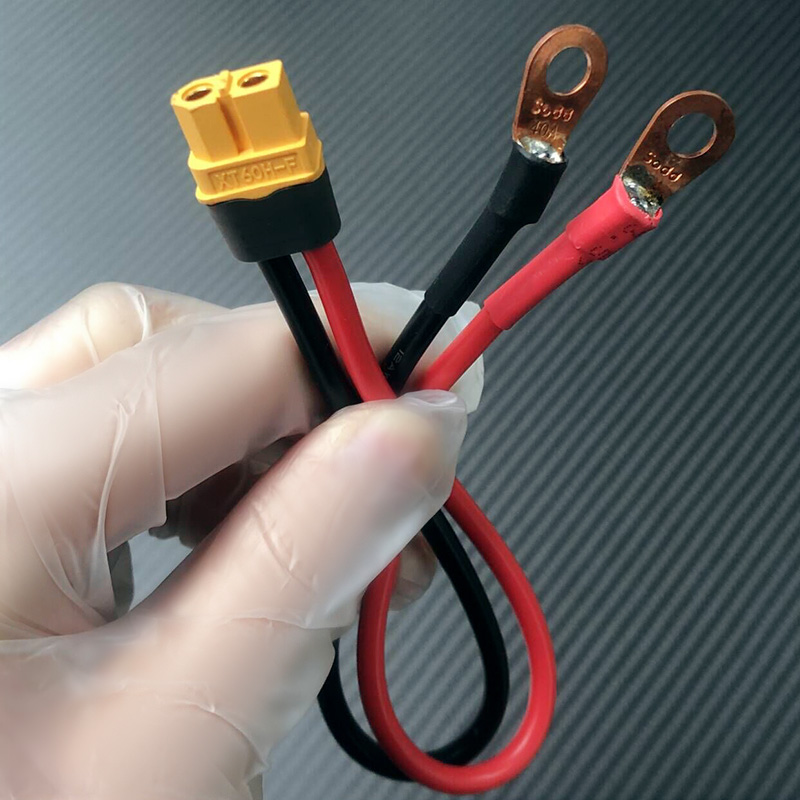 RJX 1pcs XT60H Female to 6mm O Ring Lugs 12AWG 20cm Cable for RC Lipo Battery FPV Racing Drone