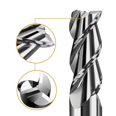 RJX 1pcs 3 Flute 62 ° tungsten steel Carbide End Mill for Aluminum Cut Non-Ferrous Metal Upcut CNC Spiral Router Bit