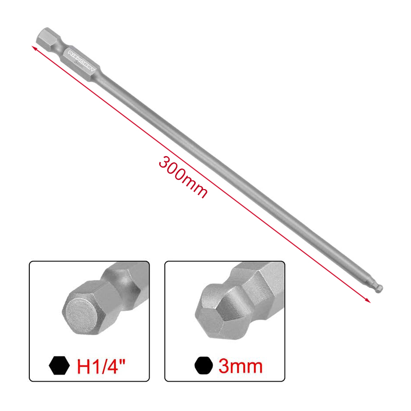 RJX1pcs S2 1/4 Inch 6.35mm H3 H4 H5 H6  Extended Ball Point Bits Set Screwdriver Bit Ball End Hex Allen Bit wrench Tool