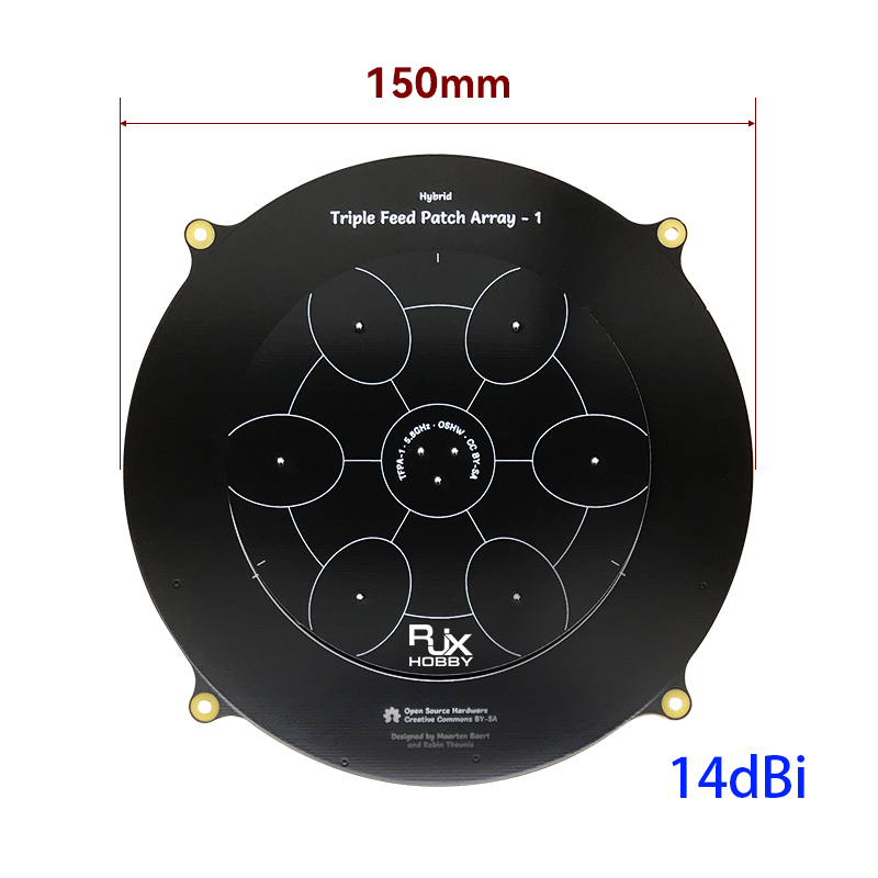 RJXHOBBY 9.4 14dBi  5.8GHz Triple Feed Patch SMA Connector Extremely Low Sidelobes Antenna High Gain