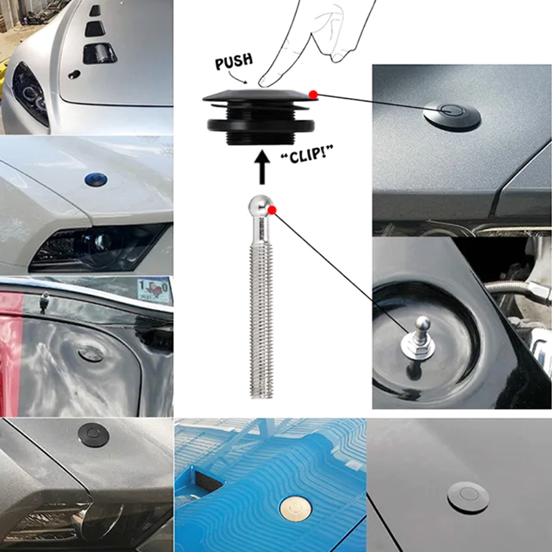 RJX 2 sets Universal Push Button Billet Hood Pins Lock Clip Kit Car Quick Latch New Engine Bonnets