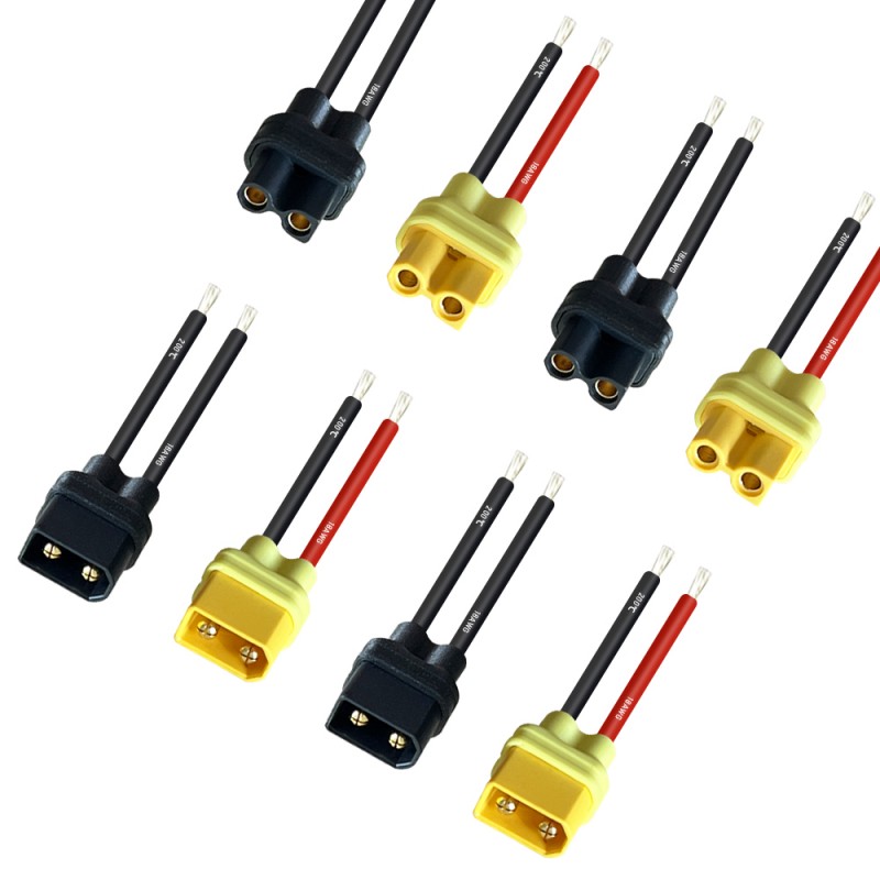 RJXHOBBY XT30U Female Male Connector with 50mm 18AWG Silicone Wire