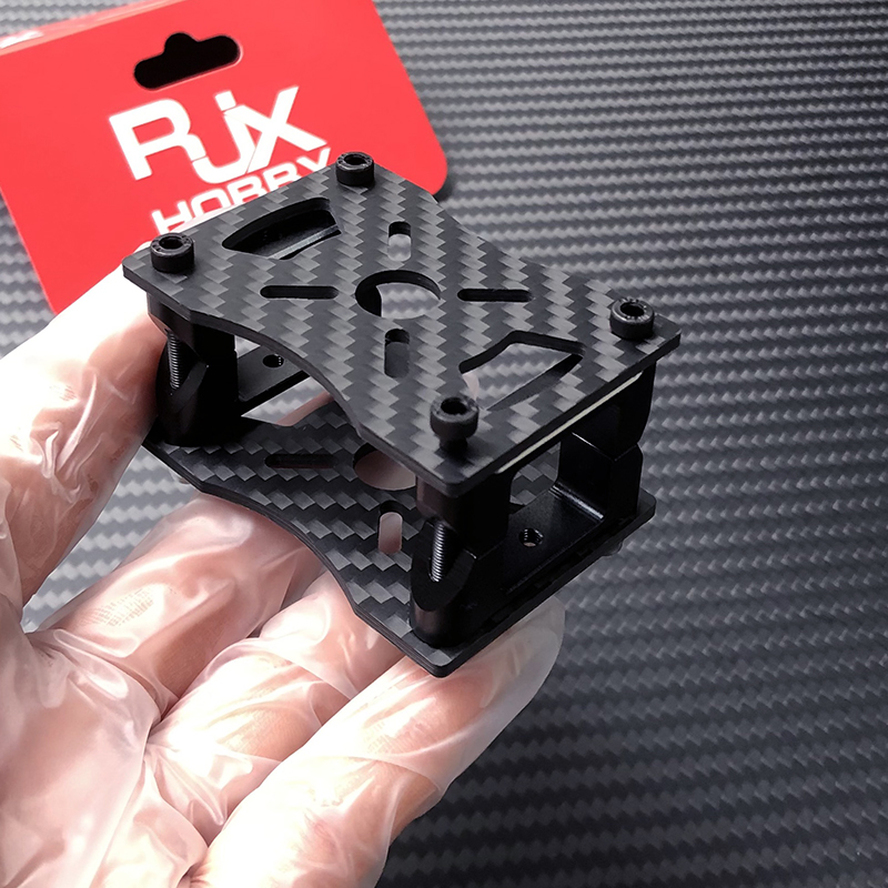 RJX 1Set 3K Carbon Fiber Tube Clamp + Motor Mount Fixture Clip Holder Bracket for 20mm Square Carbon Fiber Tubes
