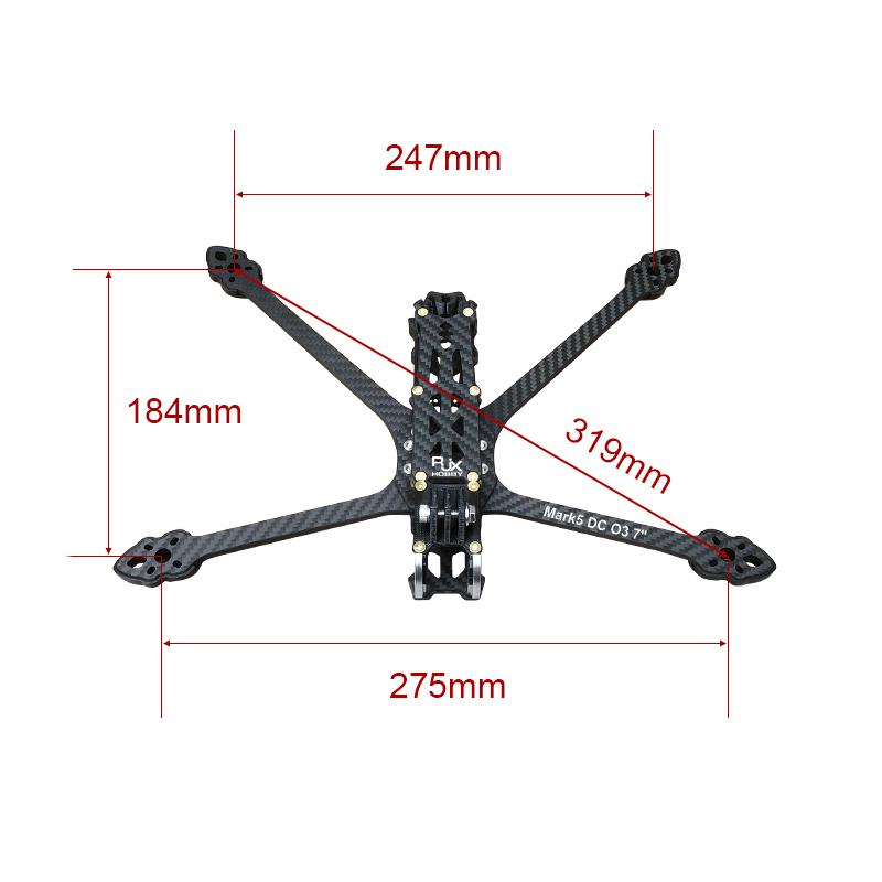 RJXHOBBY Mark5 DC O3 7inch  319mm Carbon Fiber Twill matte Frame Kit For RC FPV Racing Drone