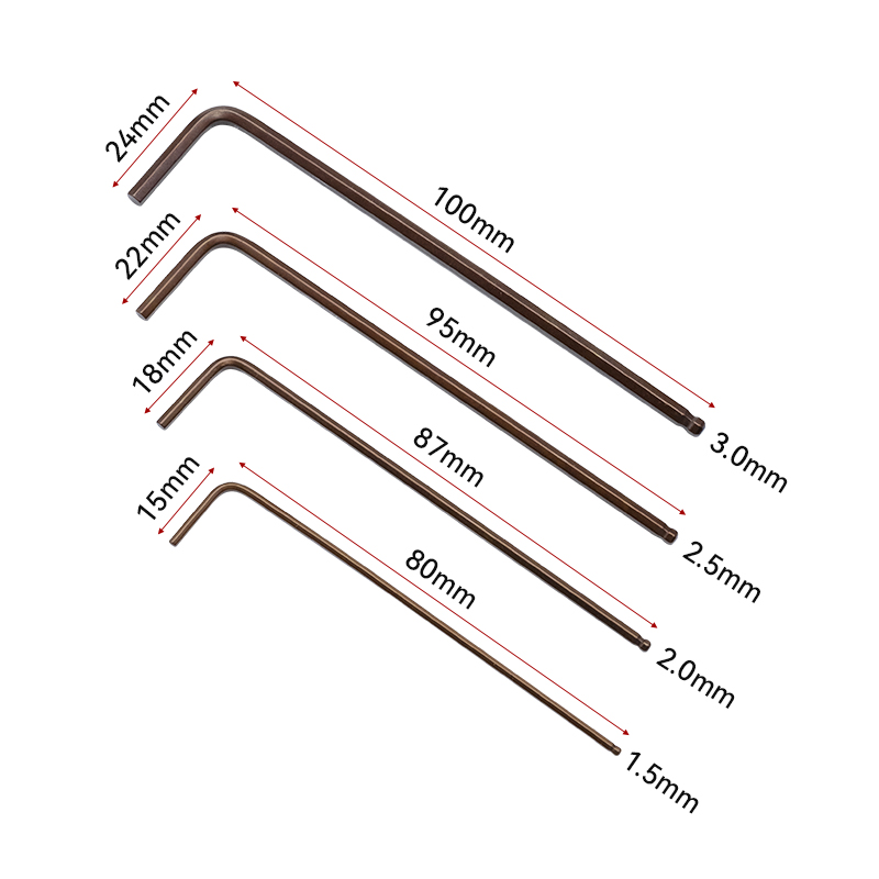 RJX 4pcs L Shaped Hex Key Wrench 1.5 2.0 2.5 3.0mm Hexagon Ball Head Screwdriver Ball Head  Wrench Tools