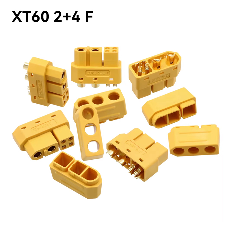 RJX 5pairs Amass XT60 (2+4) Male Female Plug Connector with Signal Pin and Sheath 