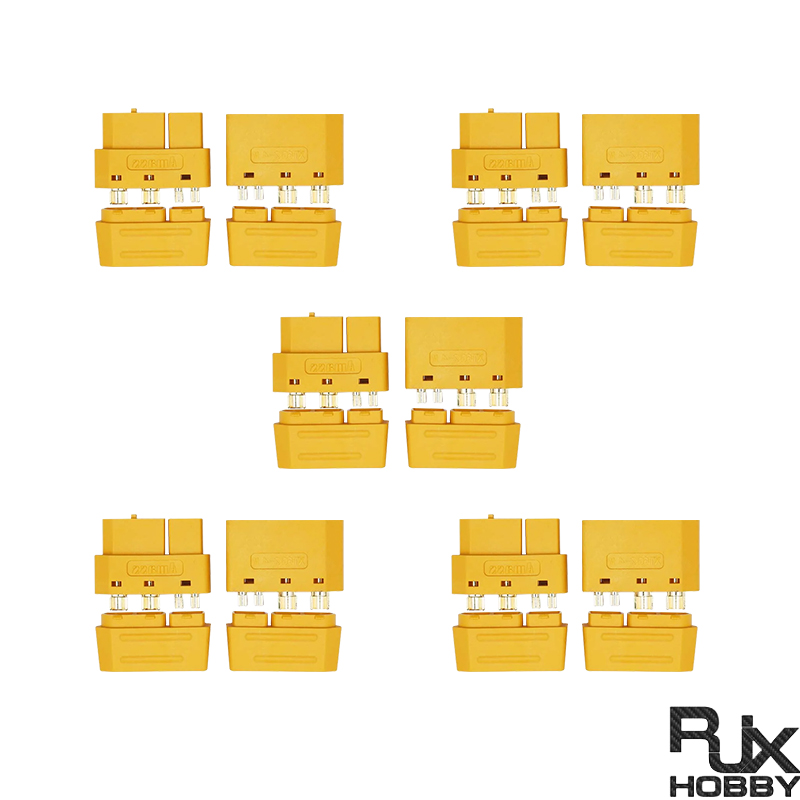 RJX 5pairs Amass XT60 (2+4) Male Female Plug Connector with Signal Pin and Sheath 