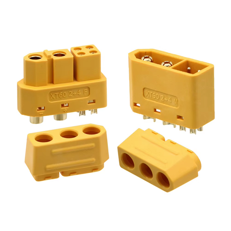 RJX 5pairs Amass XT60 (2+4) Male Female Plug Connector with Signal Pin and Sheath 