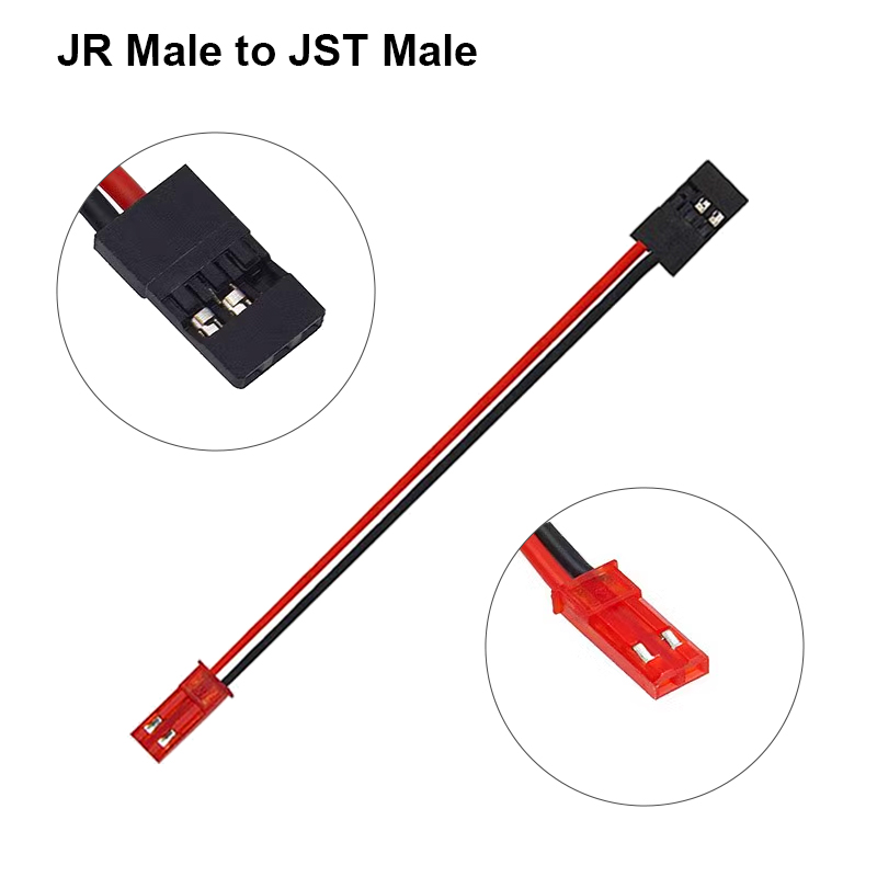 RJX 10pcs 10cm 20AWG JR Male Servo to JST Male Plug Receiver Connector Adapter Cable 