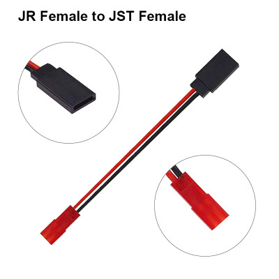 RJX 10pcs 10cm 20AWG JR Female Servo to JST Female Plug Receiver Connector Adapter Cable 