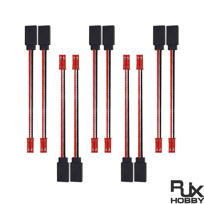 RJX 10pcs 10cm 20AWG JR Female Servo to JST Male Plug Receiver Connector Adapter Cable