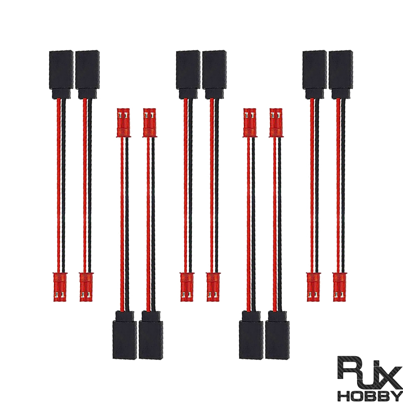 RJX 10pcs 10cm 20AWG JR Female Servo to JST Male Plug Receiver Connector Adapter Cable