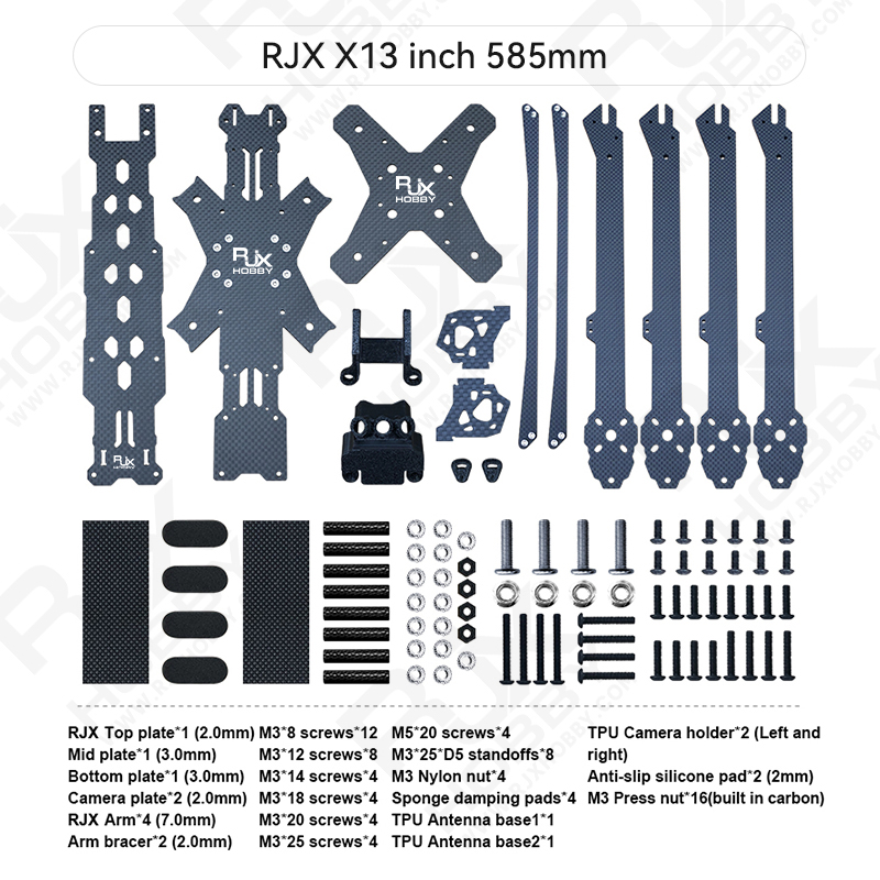 RJX X13 inch Carbon Fiber Frame Kit For RC FPV Racing Drone