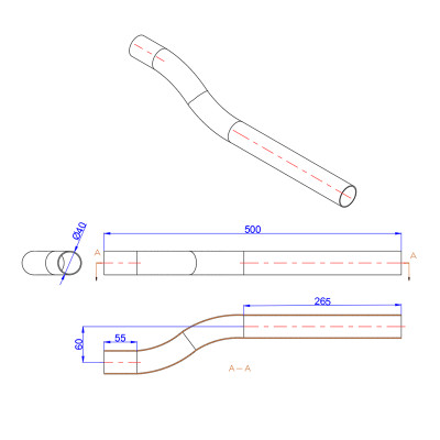 RJX 1pcs 40x37x500mm 3K carbon fiber bend tube for UAV drone arm Plant Protection Multicopter