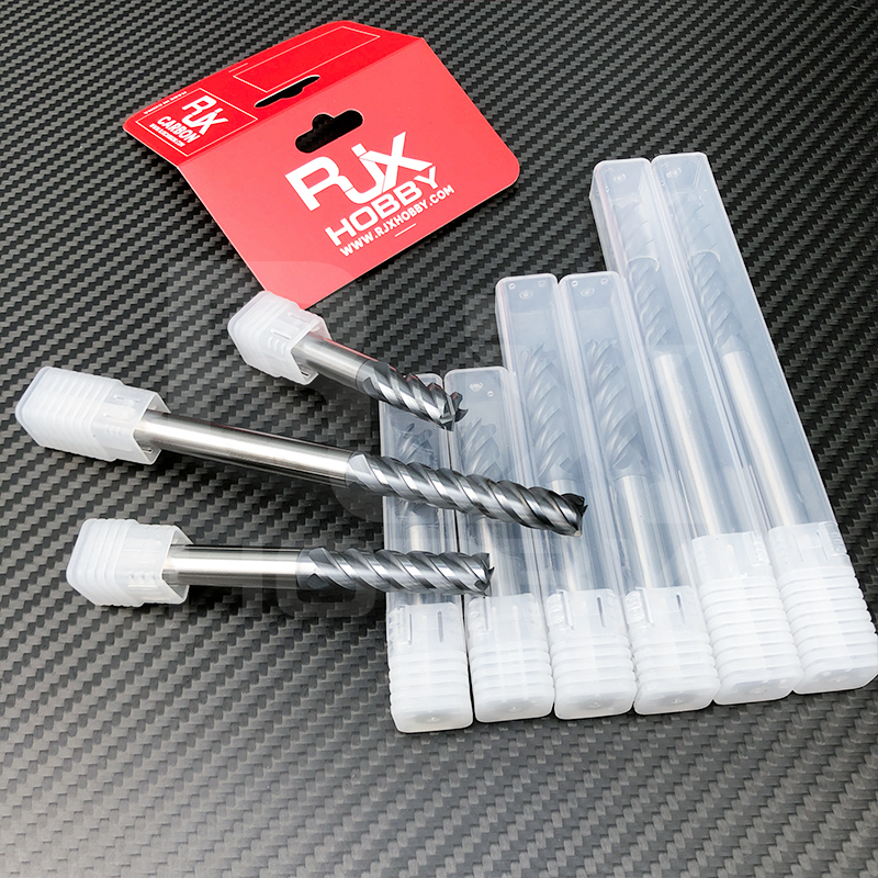 RJX 1pcs 4 Flute tungsten steel Carbide End Mill for Aluminum Cut Non-Ferrous Metal Upcut CNC Spiral Router Bit