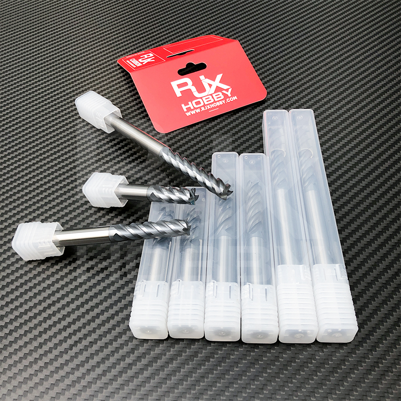 RJX 1pcs 4 Flute tungsten steel Carbide End Mill for Aluminum Cut Non-Ferrous Metal Upcut CNC Spiral Router Bit