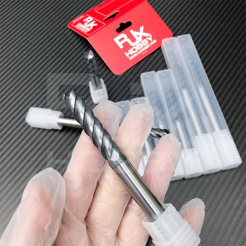 RJX 1pcs 4 Flute tungsten steel Carbide End Mill for Aluminum Cut Non-Ferrous Metal Upcut CNC Spiral Router Bit