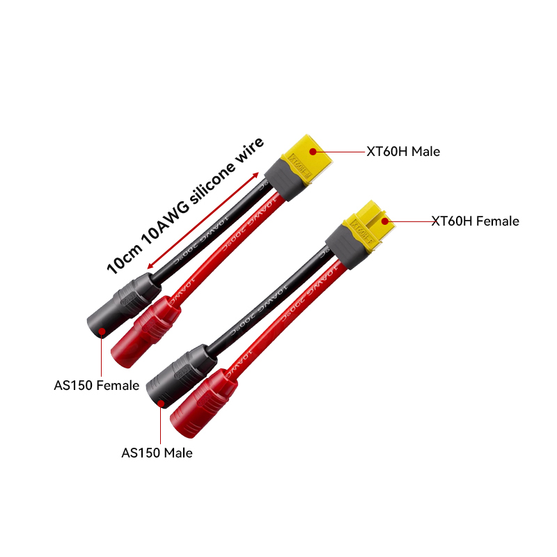 RJXHOBBY 1pcs XT60 Female to AS150 Anti-Spark Male Female