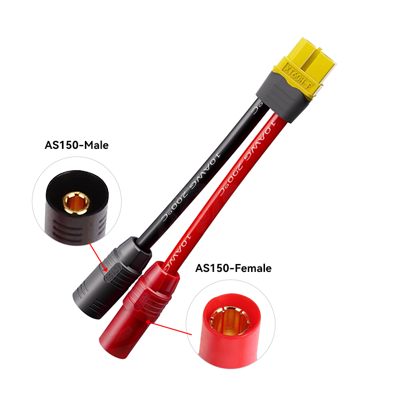 RJXHOBBY 1pcs XT60 Female to AS150 Anti-Spark Male Female