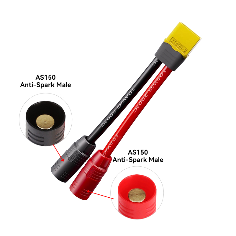 RJXHOBBY 1pcs XT60 Male to AS150 Anti-Spark Male Female