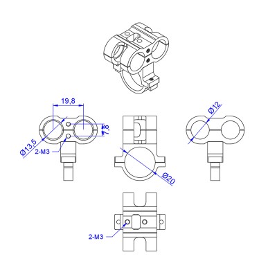 RJX 1pcs AS150 Fixed Seat Connector Mount Base Plug Fixture 20mm Tube Support Holder Bracket For RC Plant Drone