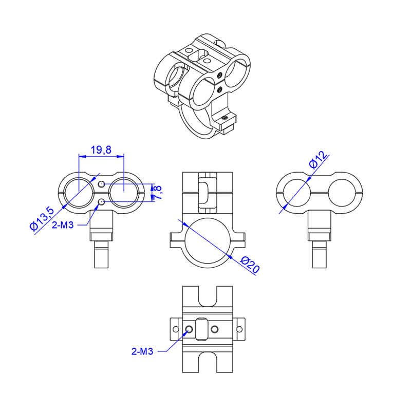 RJX 1pcs AS150 Fixed Seat Connector Mount Base Plug Fixture 20mm Tube Support Holder Bracket For RC Plant Drone