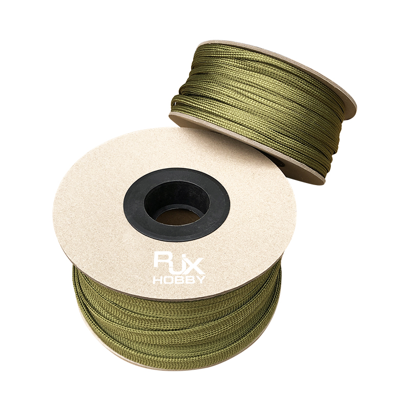 RJX 100M 4-40mm soft cotton Nylon Sleeve Wire Cable Protecting Nylon Braided High Density wire protection army green