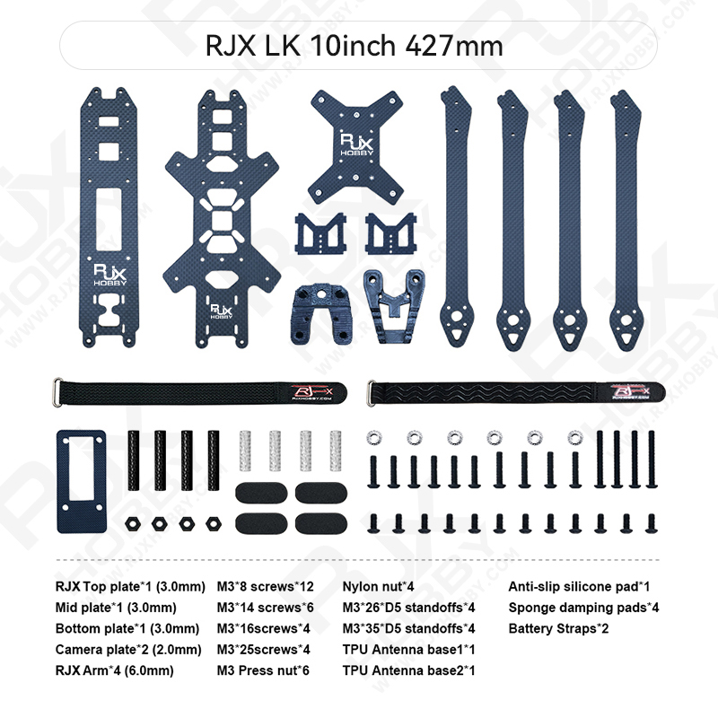 RJX LK 10inch Carbon Fiber Frame Kit For RC FPV Racing Drone