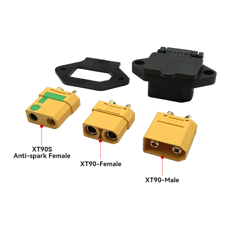 RJX XT90 Male Female Power Connector Fixed Bracket Waterproof T-shaped Plug Socket Spring Cover XT90-S Terminal Brackets Screw Fix