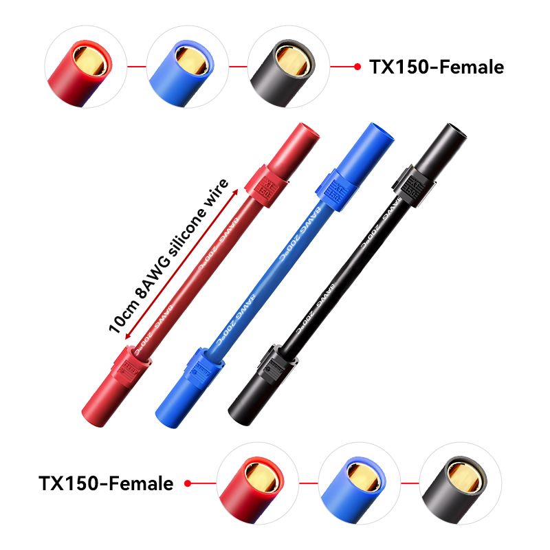 RJX 1pcs XT150 Male to Female Extension wire cable 8AWG / 10AWG 10CM 