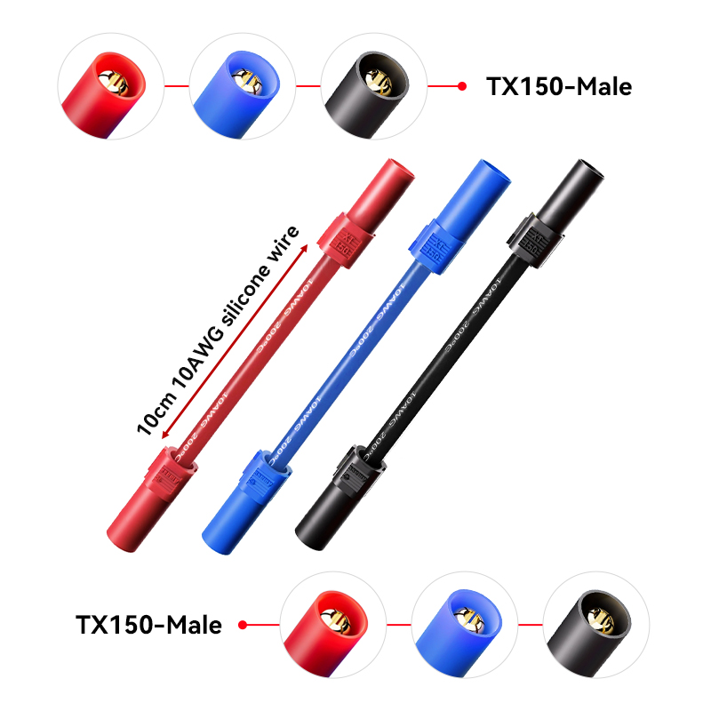 RJX 1pcs XT150 Male to Female Extension wire cable 8AWG / 10AWG 10CM 