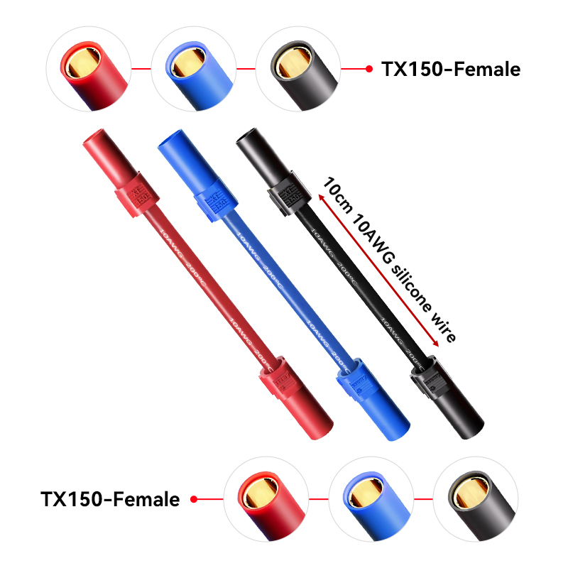 RJX 1pcs XT150 Male to Female Extension wire cable 8AWG / 10AWG 10CM 