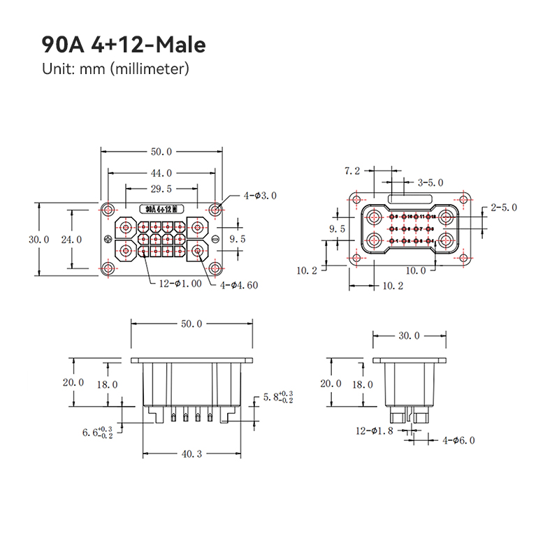RJX 2Pairs  90A 4+12 Male Female Connectors 