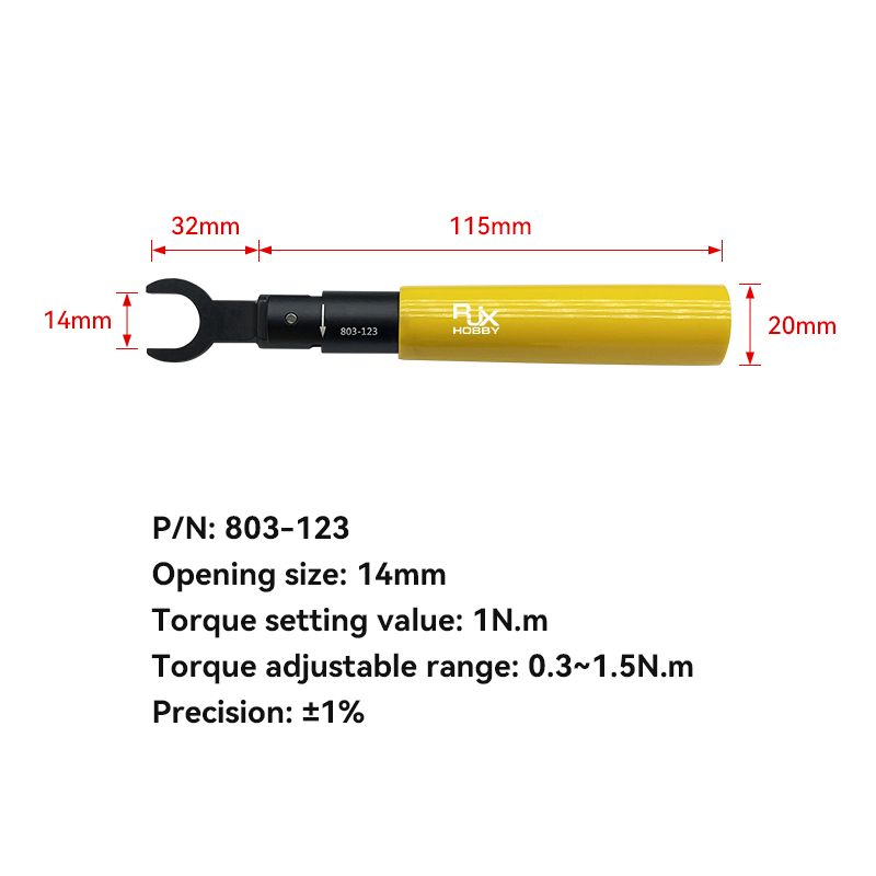 RJX 1pcs 90 Degree Bending Head 8mm / 14mm Crowfoot Spanner 1Nm RF Connector Torque Wrench