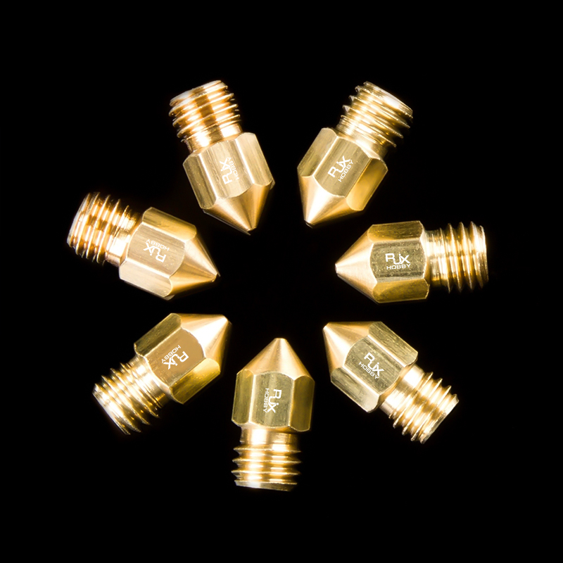 RJX 10pcs  3D Printer MK8 Brass Nozzles 0.3/0.4/0.5/0.6/0.8mm Stainless Steel Nozzles for Creality 3D Printers