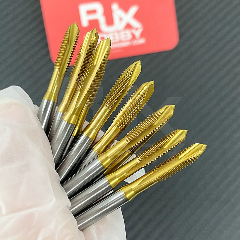 RJX 1pcs Titanium coating HSS M3 M4 M5 M6 M8 M10 M12 flute Straight slot taps
