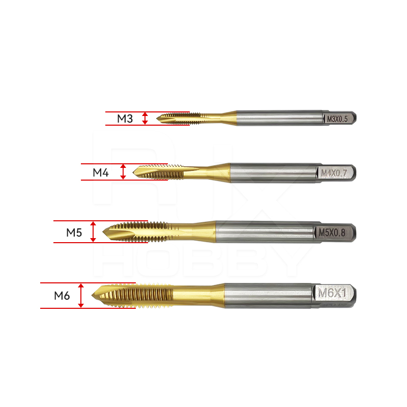 RJX 1pcs Titanium coating HSS M3 M4 M5 M6 M8 M10 M12 flute Straight slot taps