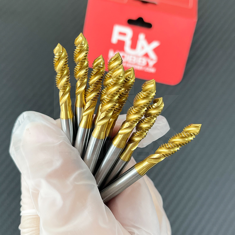 RJX 1pcs Titanium coating HSS M3 M4 M5 M6 M8 M10 M12 Spiral groove flute thread taps