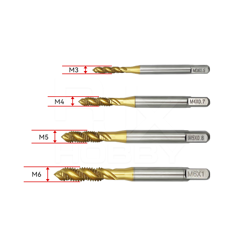 RJX 1pcs Titanium coating HSS M3 M4 M5 M6 M8 M10 M12 Spiral groove flute thread taps