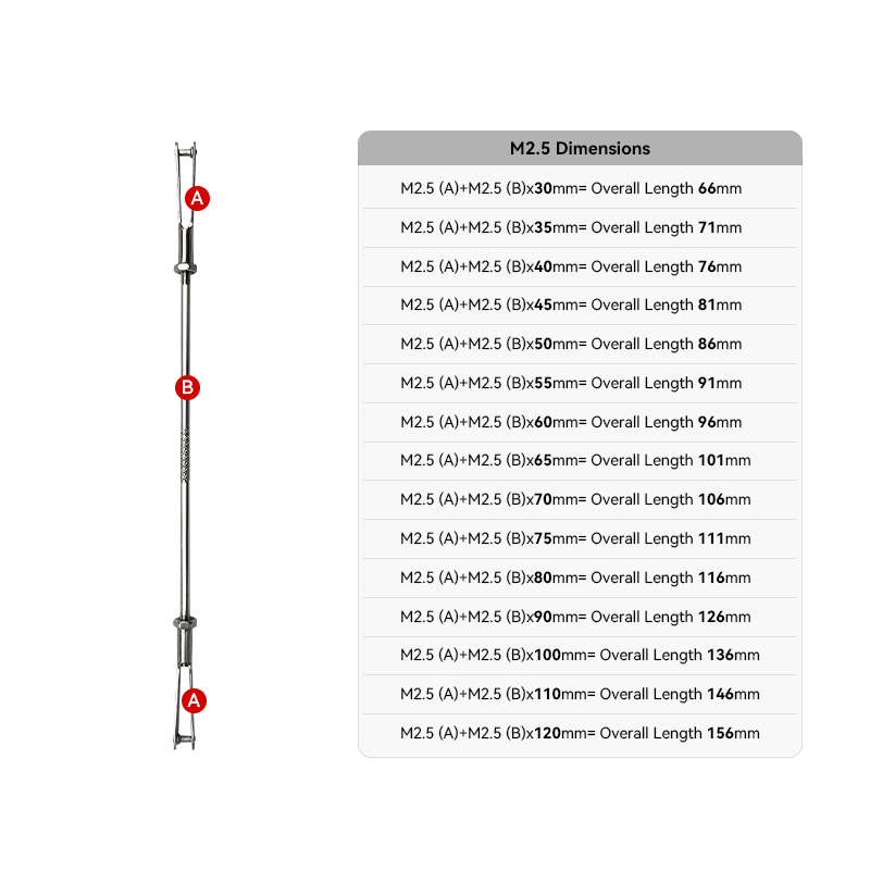 RJX 20pcs M2.5 Clevis Thread M2.5 Push Rod Stainless Steel Pull Rod Connecting Rod